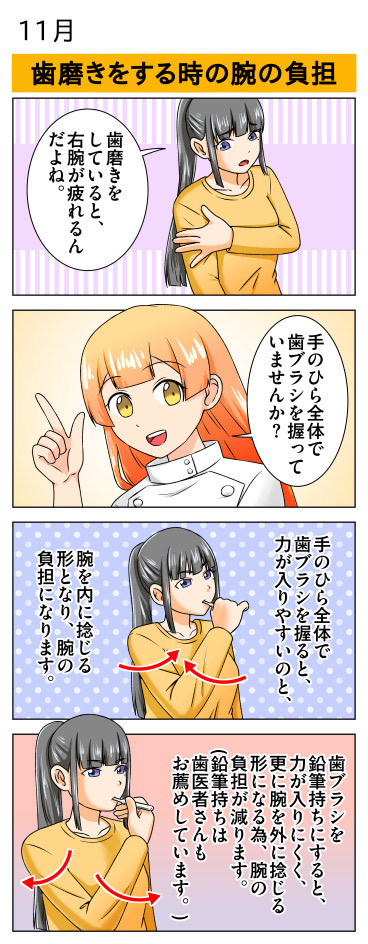 歯磨きをする時の腕の負担